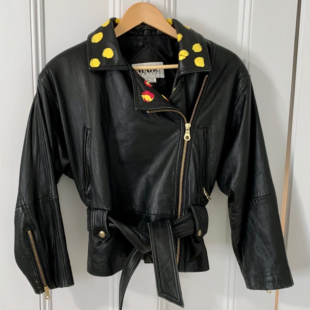 Grunge style 100% leather vintage jacket